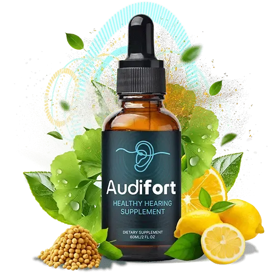 Audifort hearing support supplement bottle with dropper